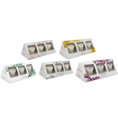 Explore your spiritual side with this 3 pack of votive candles in 5 assorted designs. 