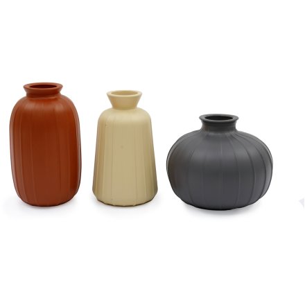Matte Glass Vases Set of 3 