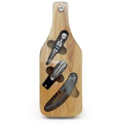 A contemporary bottle shaped kitchen decorative accessory which holds 3 metal tools 