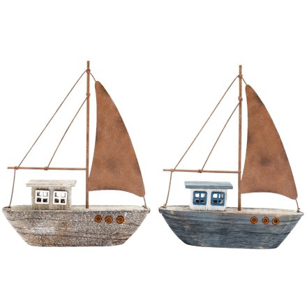 Boat with Metal Sail Ornament