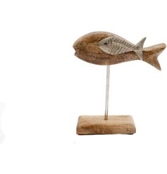 This beautiful wooden fish ornament is the perfect addition to any home.