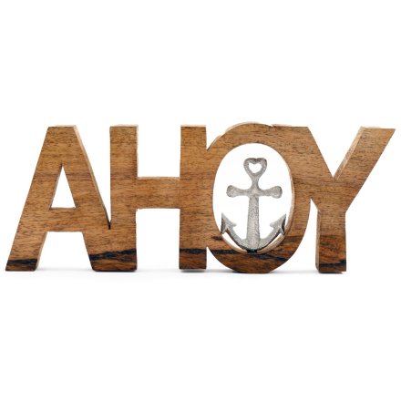 Wooden 'Ahoy' Sign 28.5cm