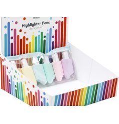 Add this highlighter set containing 6 pastel ice lolly highlighters to a child's pencil case.