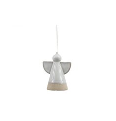 This angel decoration is full of class and tradition, it features a two tone neutral colour and has a glazed finish.