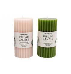 Add a touch of elegance to the home with this assortment of 14cm Ribbed Pillar Candles.