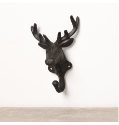 A rustic cast iron hook in a Stag design. 