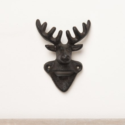 A stylish yet rustic bottle opener in a stag's head design.