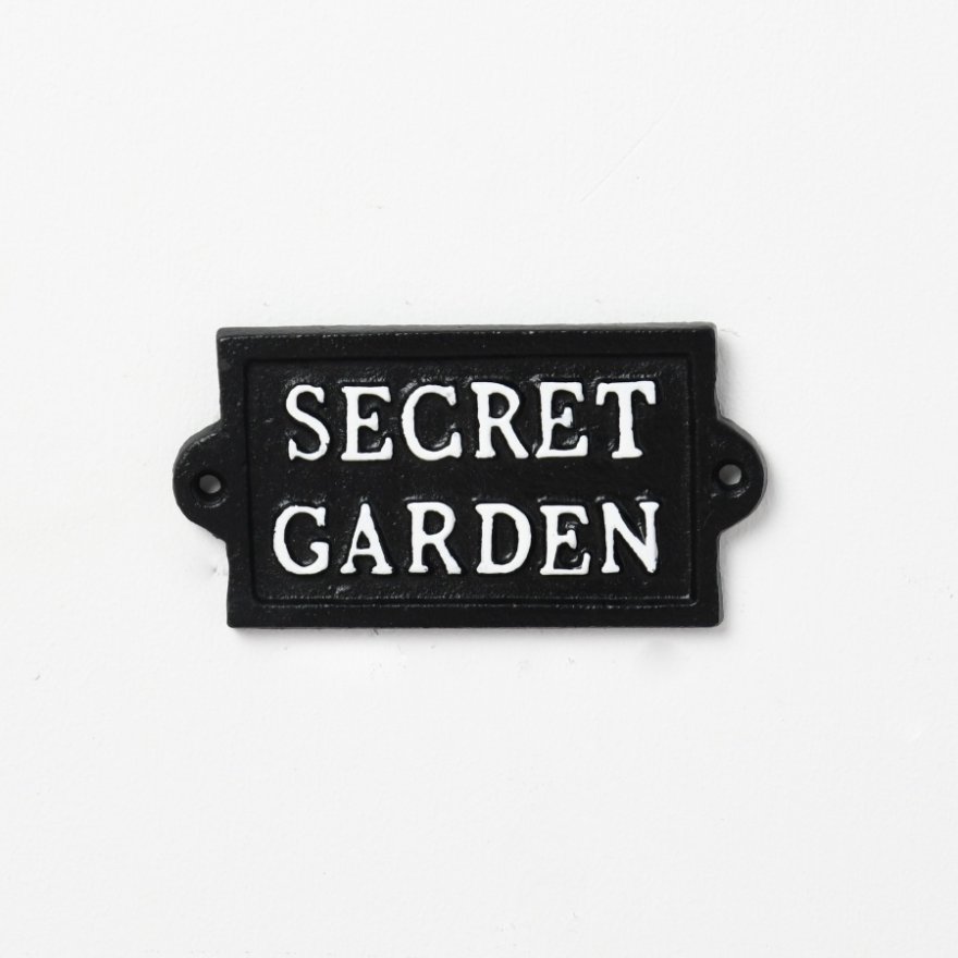 Black Secret Garden Sign, 12.7cm