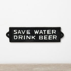 Add a humorous touch to the kitchen, bar our outdoor living space with this cast iron beer sign