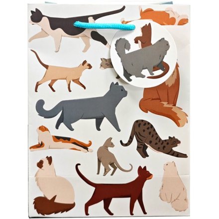Medium Feline Fine Cats Gift Bag, 23cm