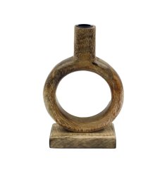 This 22cm wooden abstract candle holder is a unique and stylish way to bring a touch of warmth and style to any room.