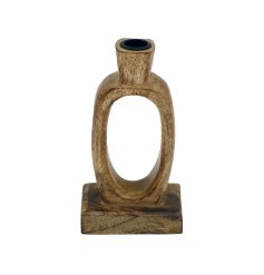 Enhance the home with this ideal 18cm wooden abstract candle holder, a perfect addition to any space.