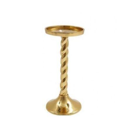 Twirl Pillar Candlestick in Gold, 20cm