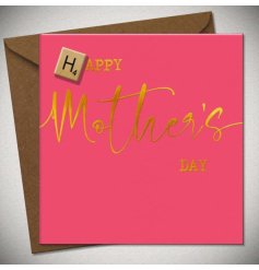 A cerise pink greetings card for a special mum on mothers day. 