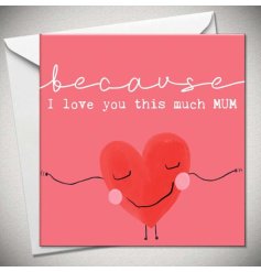 This heart with open arms greetings card is perfect for showing mums how much they are loved.