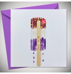A greetings card for a fab mum. Featuring an ice lolly design with a 3D flower embellishment and wooden lolly stick.