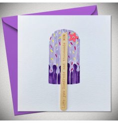 Love you hundreds and thousands mum! A colourful greetings card with an ice cream design hand finished with a wooden lol