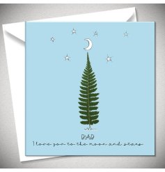 Express love for a special dad with the "Dad, I Love You To The Moon And Stars" greeting card.
