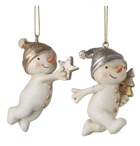 A cute and charming hanging snowman decoration in 2 assorted designs. 