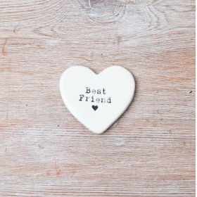A charming mini heart shaped token with Best friend wording and a dainty heart print. 