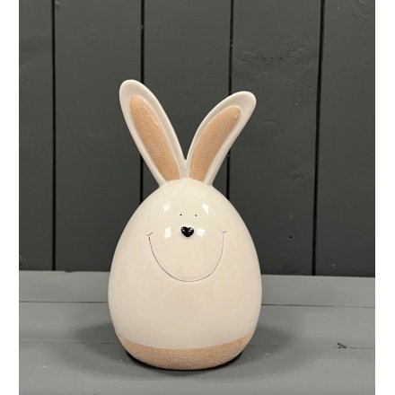 18cm White Bunny Egg w/ Raw Details