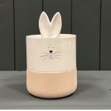 Ceramic White Rabbit Pot w/ Natural Bottom 10.5cm