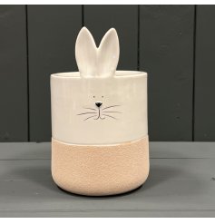 Ceramic White Rabbit Pot w/ Natural Bottom 10.5cm