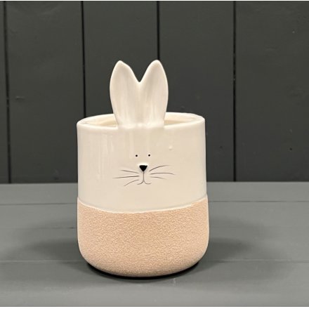 9.2cm Ceramic Rabbit Pot w/ Natural Bottom