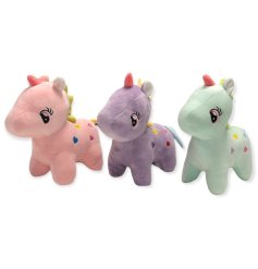 A squishy soft toy unicorn's in 3 assorted colours from the Huggable's range. 
