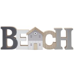 A simplistic beach plaque in natural tones with stitched detailing