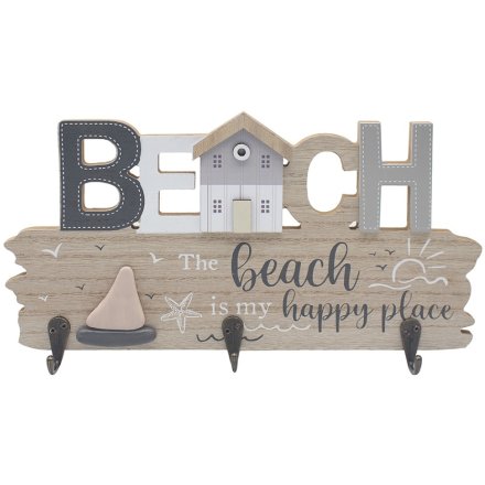 Beach - Happy Place Wall Hook, 30cm