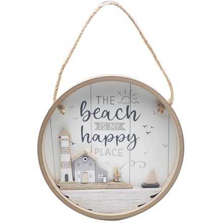 Happy Place at the Beach Circular Plaque, 26cm