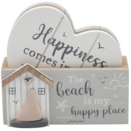 Happy Place Beach Coasters, Pk4, 11cm