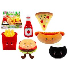 An assortment of 6 fast food soft toys from the softlings range.