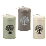 An assortment of 3 garden twine tins depicting a black Tree of Life symbol