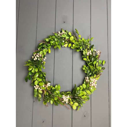 Natural Green Boxwood Leaf Wreath 32cm