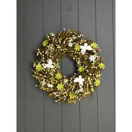 Butterfly Floral Wreath 36cm