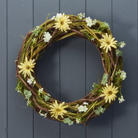 Spring Wreath With Daisies, 34cm