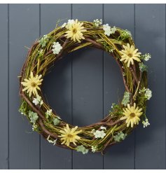 Place this warm and welcoming springtime wreath anywhere in the home