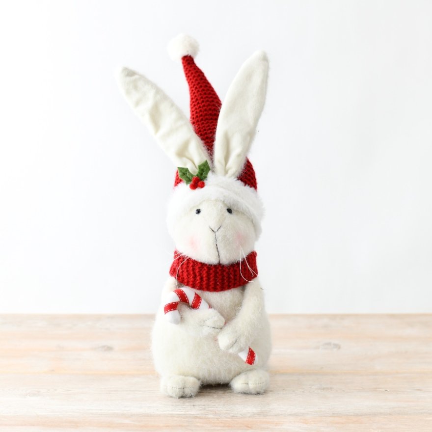 Christmas Rabbit w/ Hat and Scarf, 50cm