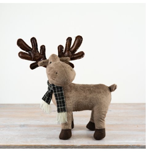 Add festive flair to your space with our delightful Fabric Standing Reindeer