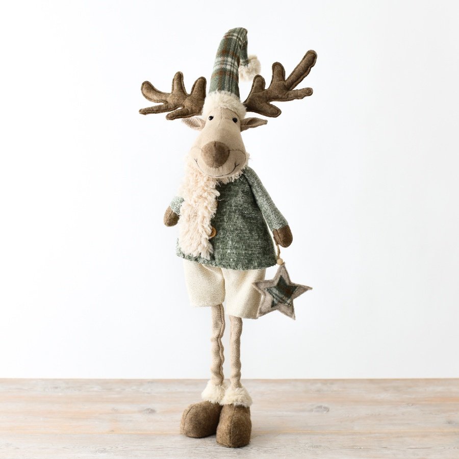 Extendable Legged Fabric Moose in Green