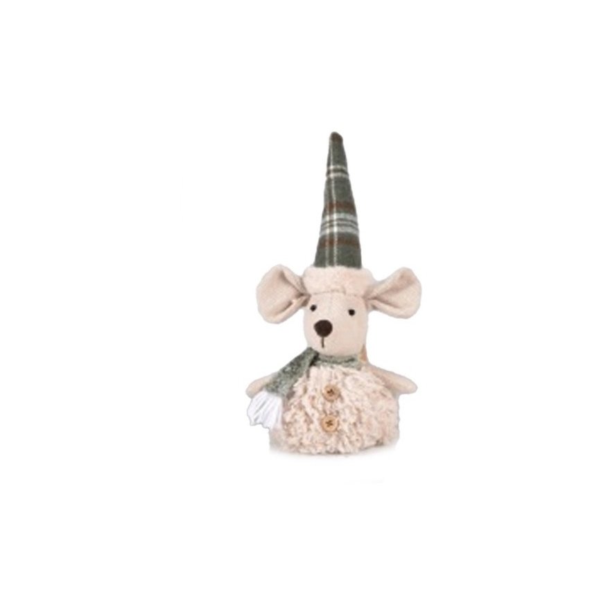 Plush Mouse in Green & Cream, 30cm