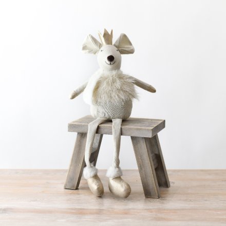 Fabric Crowned Mouse w/Dangle Legs, 50cm