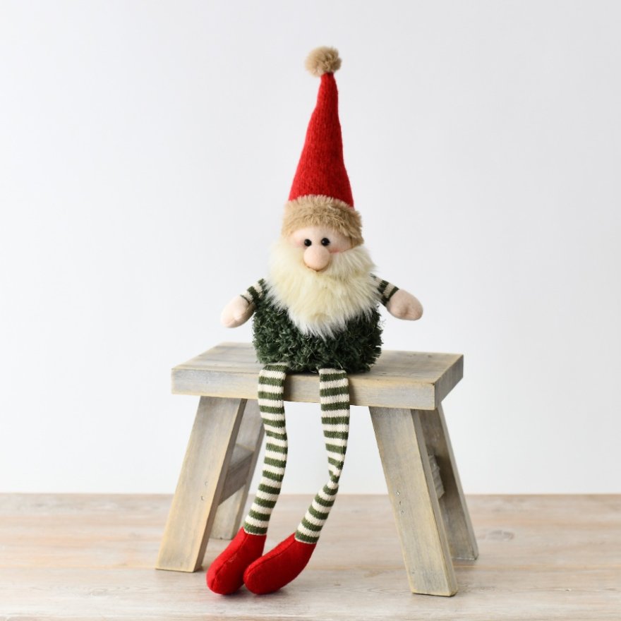 Sitting Santa w/ Green Fluffy Details