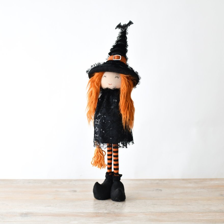 Halloween Fabric Standing Witch with Broomstick, 61cm