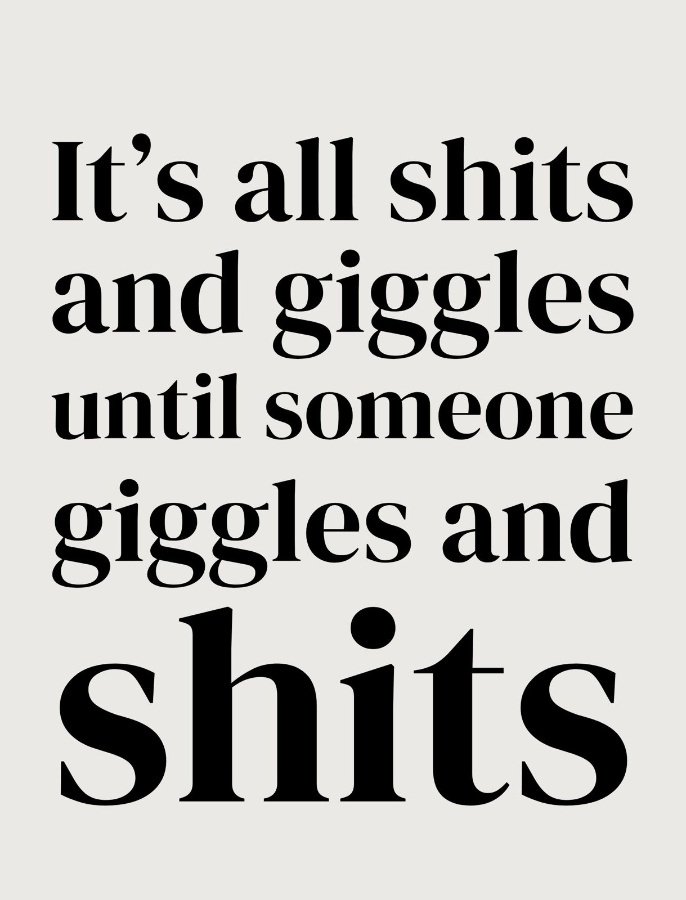'It's all s***s and giggles, until someone giggles and s***s! 