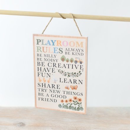 Playroom Rules Wooden Plaque Sign 15cm