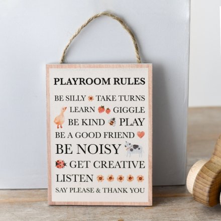 Wooden Playroom Plaque Sign 15cm