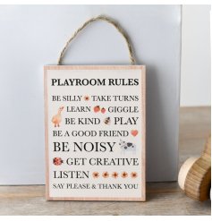 A wooden plaque adorned with pretty illustrations and loving text.